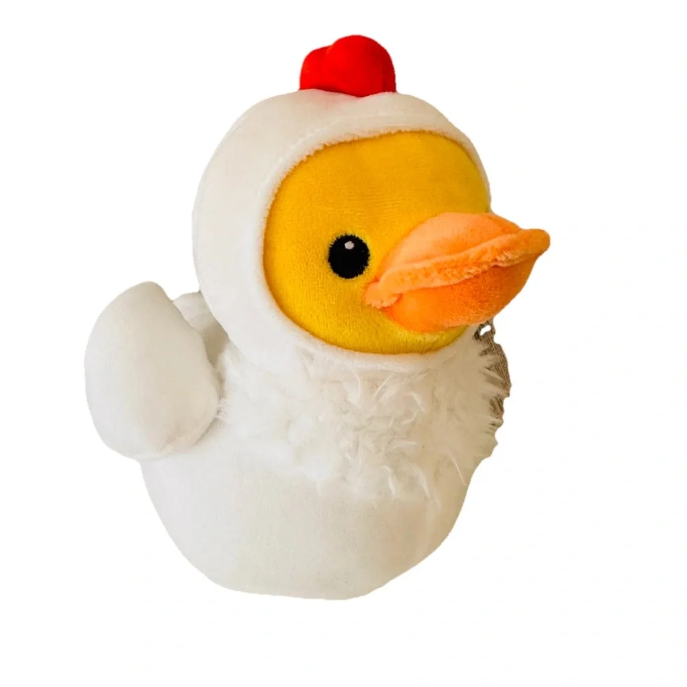 Set Of 2 Duck In Chicken Suit & Duck In Flower Costume Plush Toys 8” New